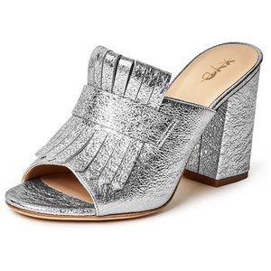 XYD Women Open Toe Mule Shoes High Chunky Heel